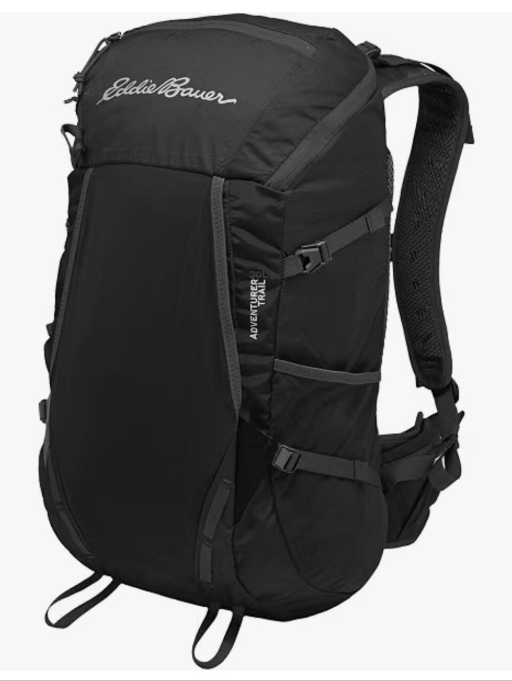 Eddie Bauer black Adventure Trail 30L backpack with padded straps